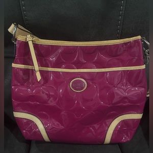 Coach Crossbody Bag Magenta Pink Patent Leather Peyton Embossed M1281-F20022